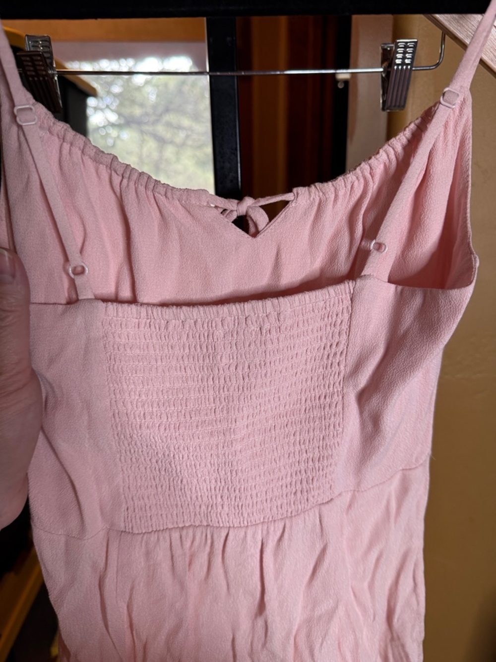 Wilfred Blush Pink Tie Front Mini Dress Size 0 Smocked Back Slip Dress - Picture 10 of 10